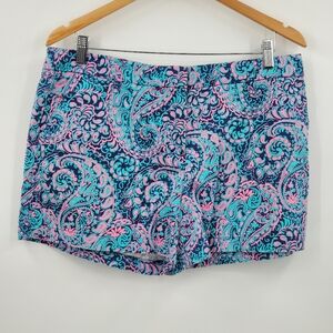 ◇ Cambridge Dry Goods Paisley Shorts Size 12 Blue Pink